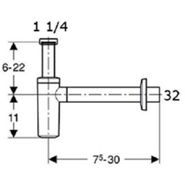 Geberit Siphon Design tvättställ diameter 32 krom Ref 151.034.21.1 - OD