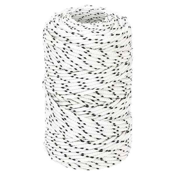 152743 vidaXL flätat båtrep Vit 2 mmx100 m polyester