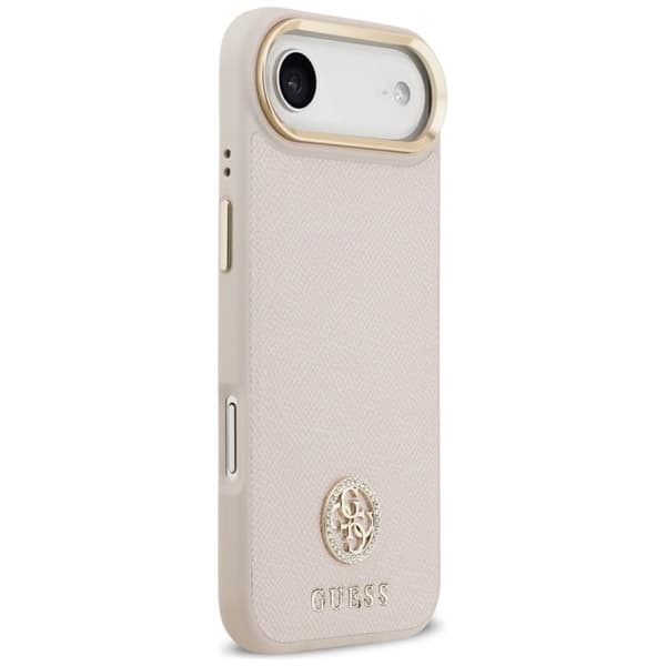 Coque Guess Grained Strass Logo MagSafe för iPhone Air - Rosa