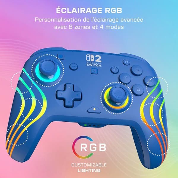 Trådlös RGB-spelkontroll - TURTLE BEACH - Afterglow Wave för Nintendo Switch 2 - Blå