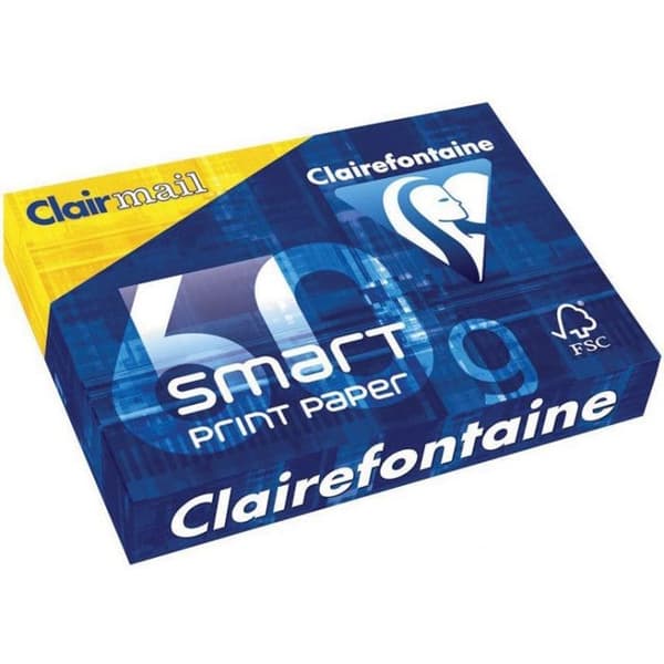 Paket med A4-papper - CLAIREFONTAINE - Clairmail - 60g - 500 ark - Klar vit