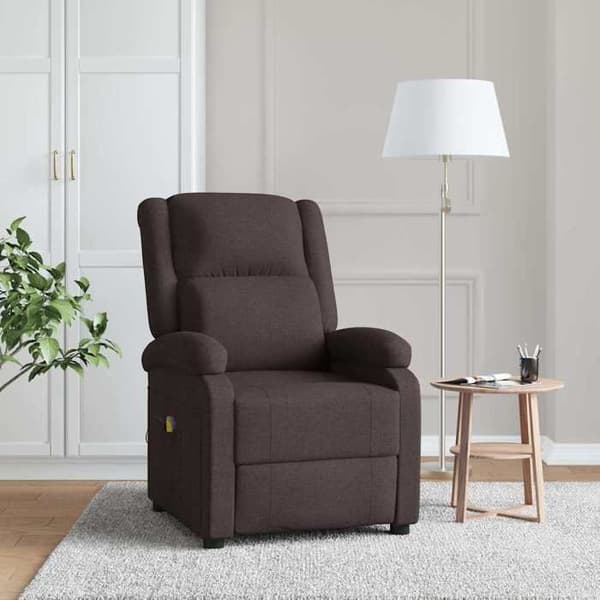 vidaXL massagestol mörkbrunt tyg 342431