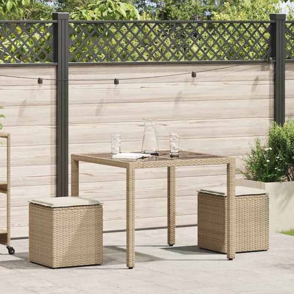 vidaXL Trädgårdsstolar med kuddar set om 2 beige flätad resin 4104043