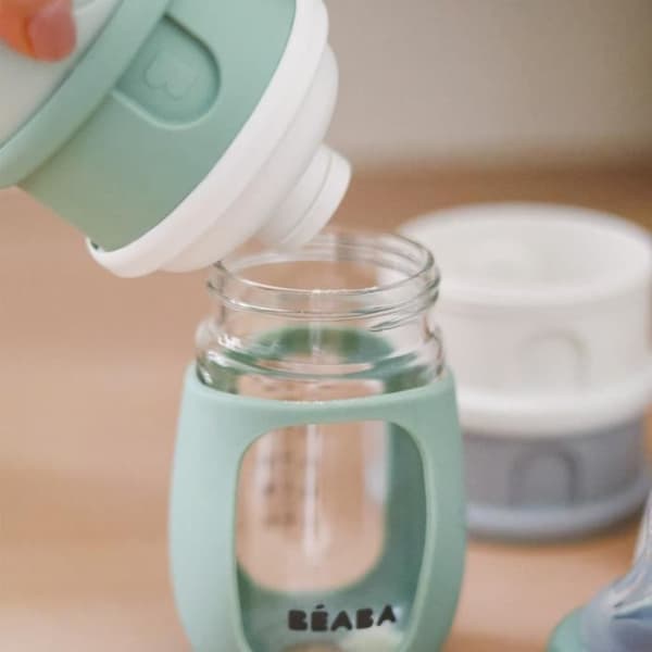4-fack doseringslåda - BEABA - Bomull Vit / Sage Green