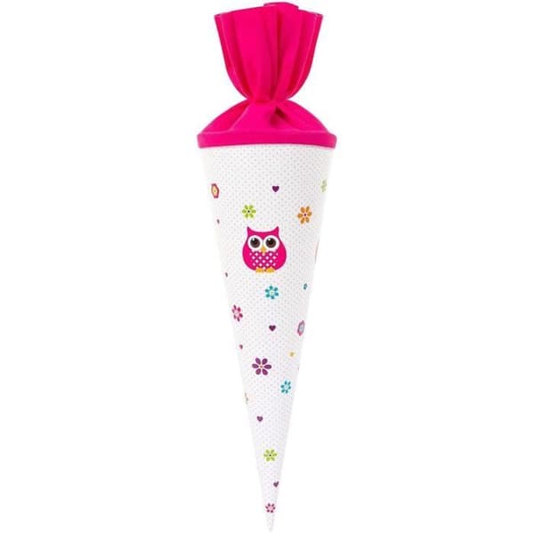 Goldbuch Cornet Schultüte 35 cm för flicka - Rosa/Vit, ugglemotiv