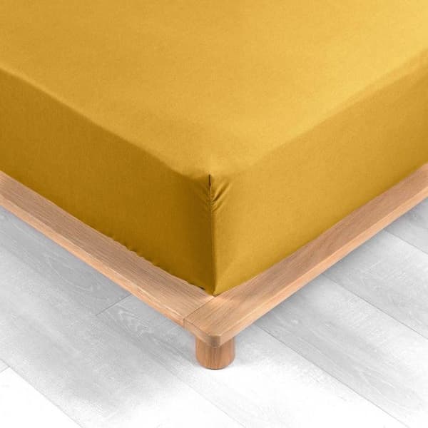 Sänglakan 180x200 cm - Percale 100% bomull - Huvud 30 cm - Gul