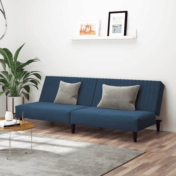 vidaXL 2-sits bäddsoffa sammetsblå 375925