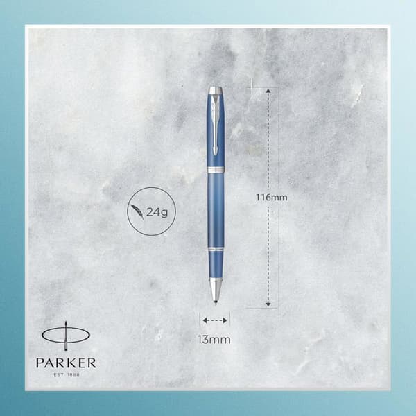Kulpenna - PARKER - IM Writing Rituals - Lugn blå - Kromade detaljer - Fin spets