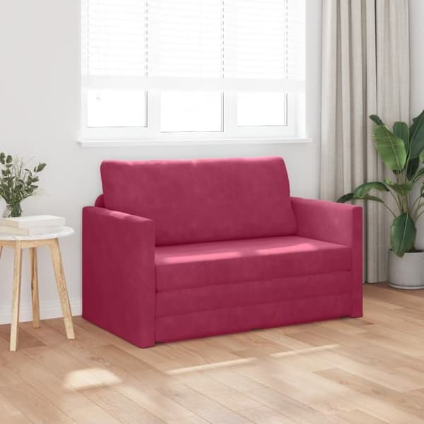 Sängsoffa 2 i 1 Röd Vin 124x204x61 cm Sammet