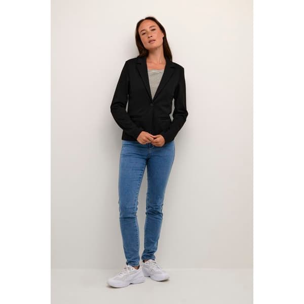 Kvinno-blazer KAFFE Jenny svart - figursydd, 59 cm, 70% polyester