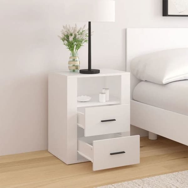 vidaXL Sängbord Vit 50x36x60 cm Konstruerat trä 816728
