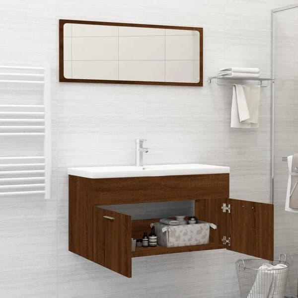 vidaXL 2-delad badrumsmöbelset Ek Brun 826625