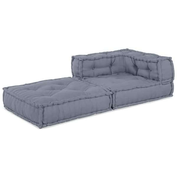 Grå modulär pouf 70x70x54 i tyg