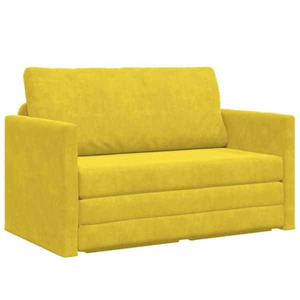 2-i-1 Soffa i gul sammet 124x204x61 cm