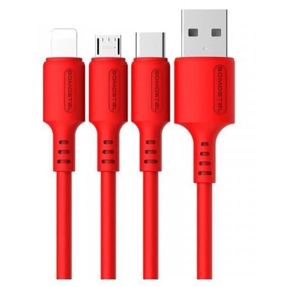 USB-kabel - SOMOSTEL SMS-BP06 - Micro USB 3.0 - Snabbladdning 3A - 1,2 m Svart