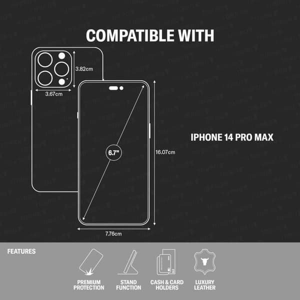 TORRO Läderfodral iPhone 14 Pro Max - Folio med kortfack & Stöd Mörkbrun