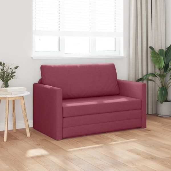 Sängsoffa 2 i 1 Bordeaux 124x71x78 cm Tyg