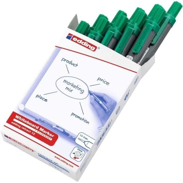 Whiteboardmarkör - EDDING - Paket om 10 - Grön - Rund spets - 1,5-3 mm