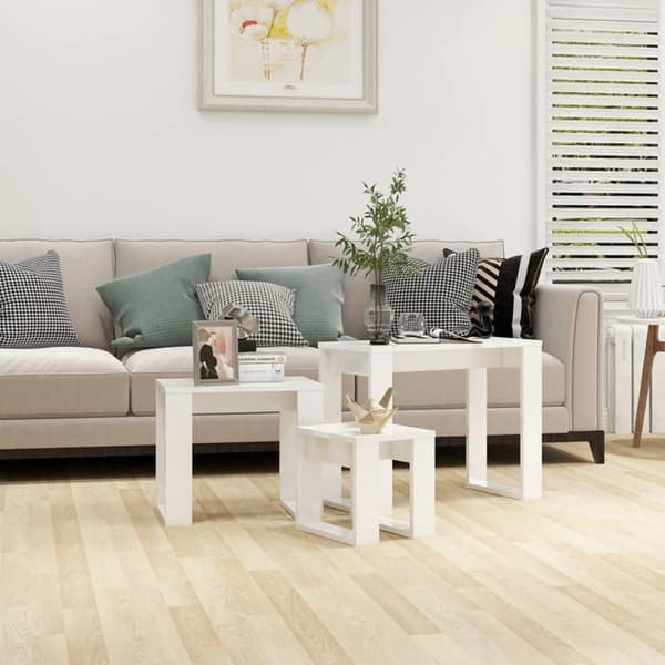 vidaXL häckningsbord 3 st Högglans vitt trä 808609