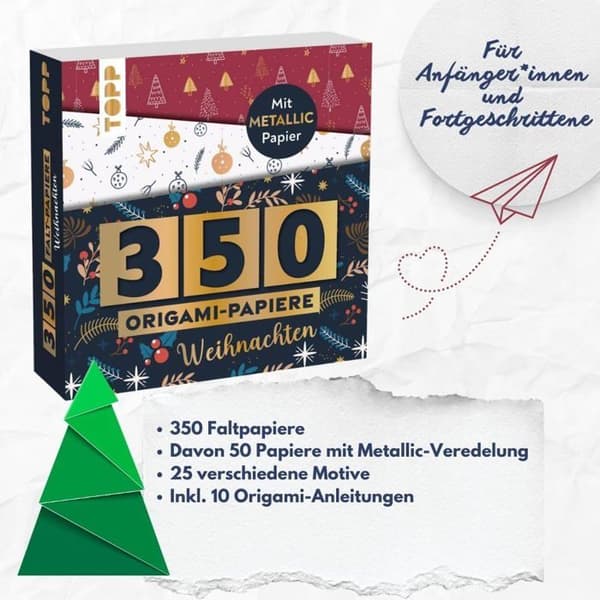 Papper att vika Origami Jul 350 ark
