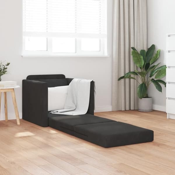 Soffa Lit 2 i 1 Svart 74x77x81 cm Sammet