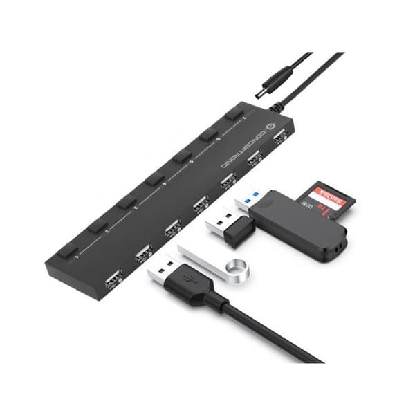 USB-hub - Conceptronic - HUBBIES08B - 7 portar - Plug and Play - Svart