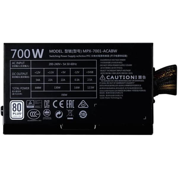 Strömförsörjning PC - COOLER MASTER - MWE White V2 - 700W - Certifierad ...
