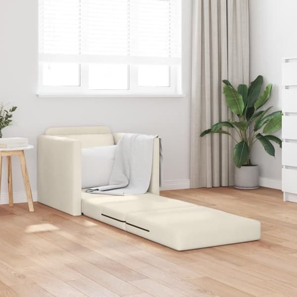 Soffa säng 2 i 1 Kräm 74x77x81 cm Sammet