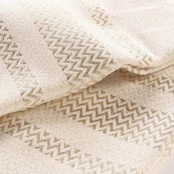 Fransig Jacquardpläd "Doreline" 125x150cm Beige