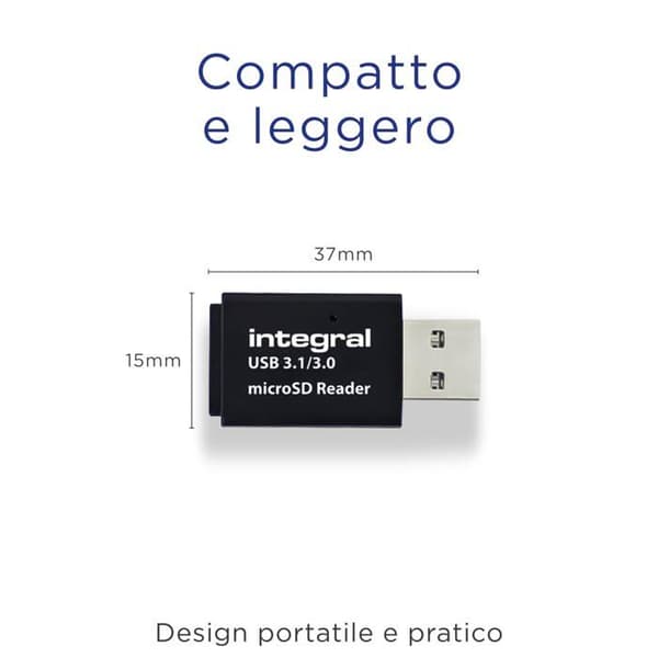 Minneskortläsare - Integral - INCRUSB3.0MSDV2 - USB 3.1 - microSDHC - microSDXC
