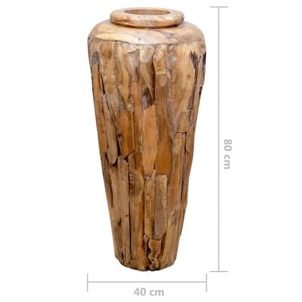 vidaXL Dekorativ vas 40 x 80 cm Solid teakträ