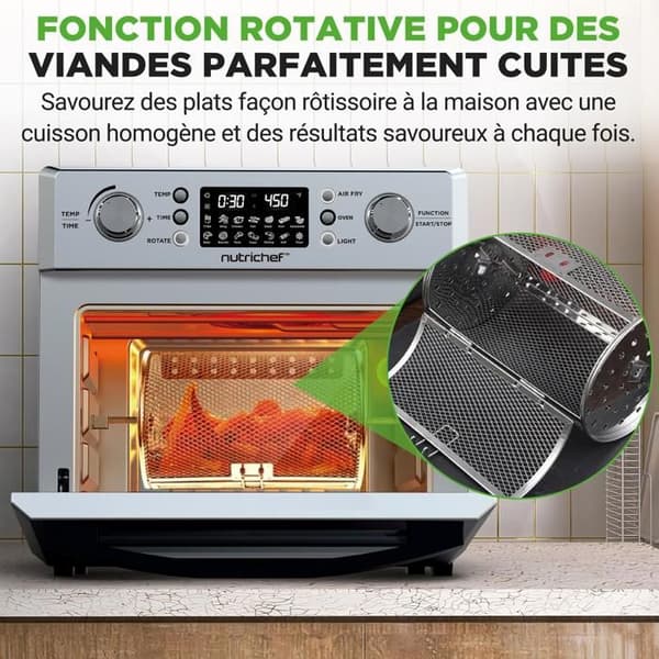 Luftfritös - NUTRICHEF - 26 L - 1700 W - 10 program - 360° varmluft