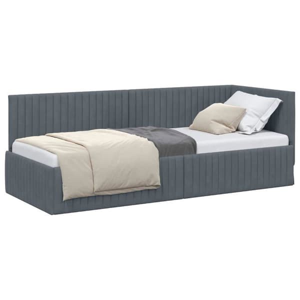 Vinkelbäddram i sammet - vidaXL - 80x200 cm - Mörkgrå - L-format design - Mångsidig soffbed