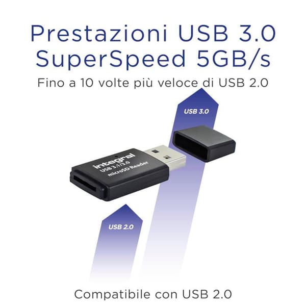 Minneskortläsare - Integral - INCRUSB3.0MSDV2 - USB 3.1 - microSDHC - microSDXC