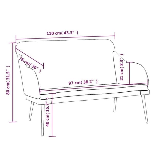 351468 vidaXL Röd bänk 110x76x80 cm Sammet