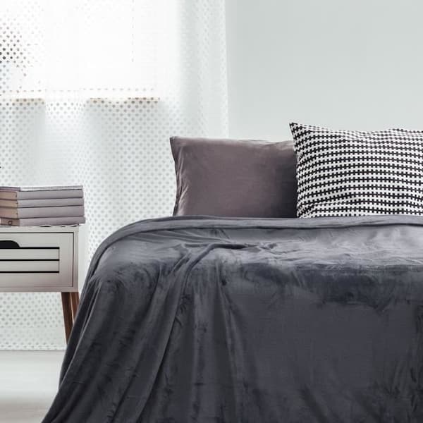 Täckning - Mikrofiberfilt - 160 x 210 cm - Grafit - 100% polyester