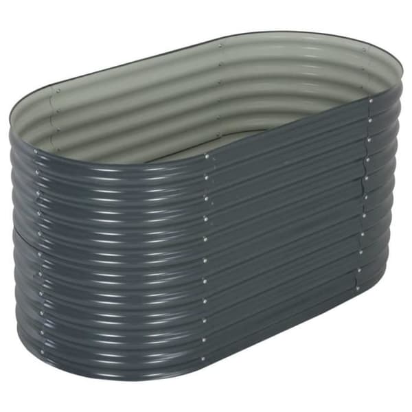 Jardiniär - vidaXL - 160x80x81 cm - Galvaniserat stål - Grå - Rektangulär