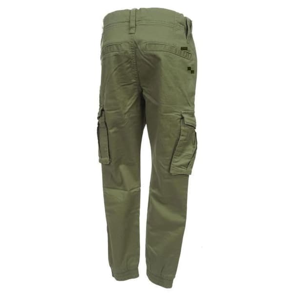 Barns kaki cargo byxor NAME IT Bamgo – 3 fickor + lårfickor, elastiska anklar, 98% bomull