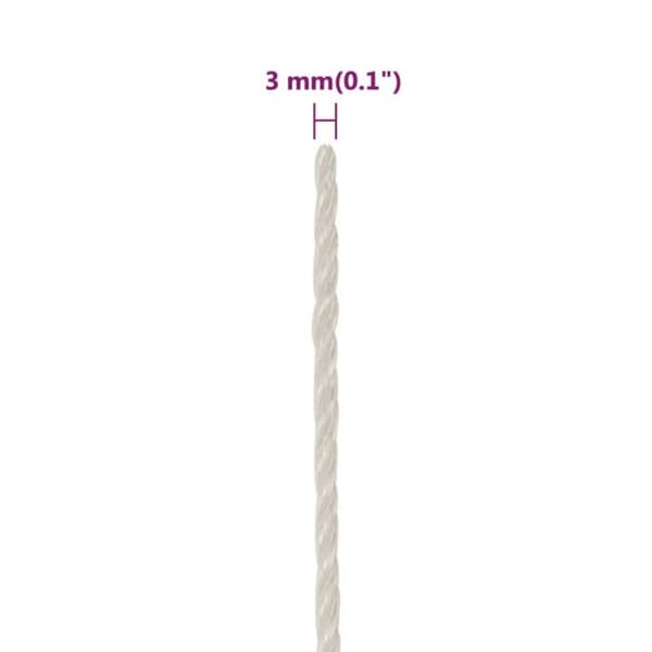 153037 vidaXL Arbetsrep Vit 3 mm 100 m polypropen