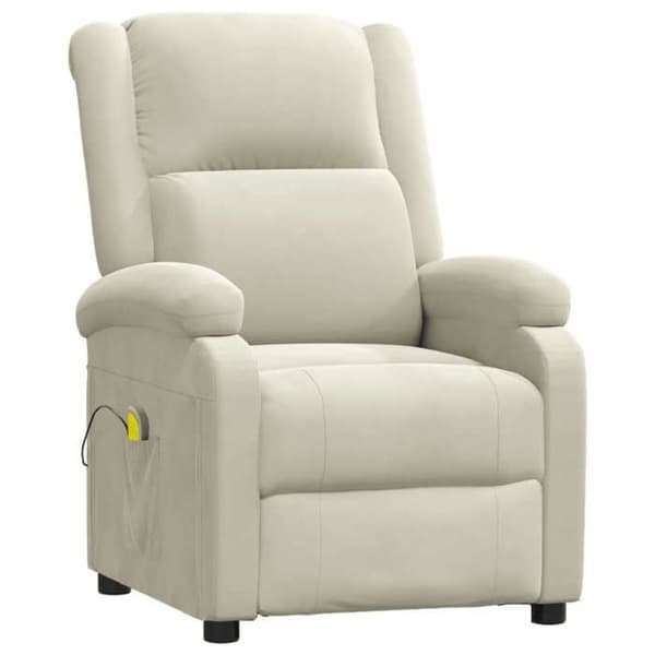 vidaXL Massagefåtölj Crème Sammet 342419