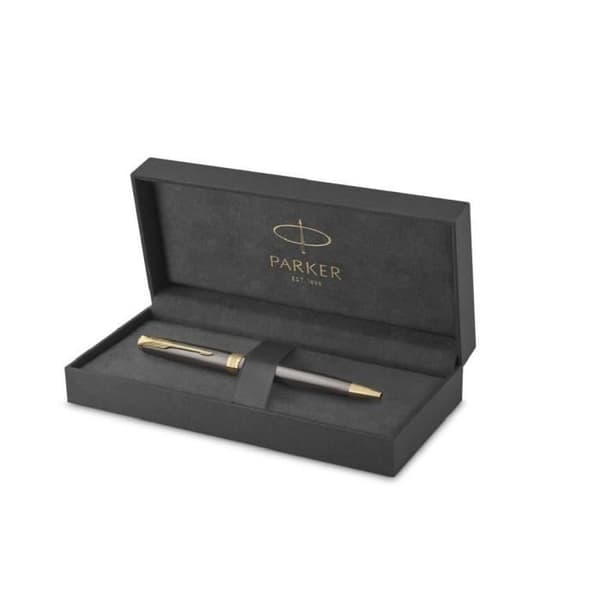 Kulpenna - PARKER - Sonnet Grey - Uppladdningsbar - Rostfritt Stål - Medium spets
