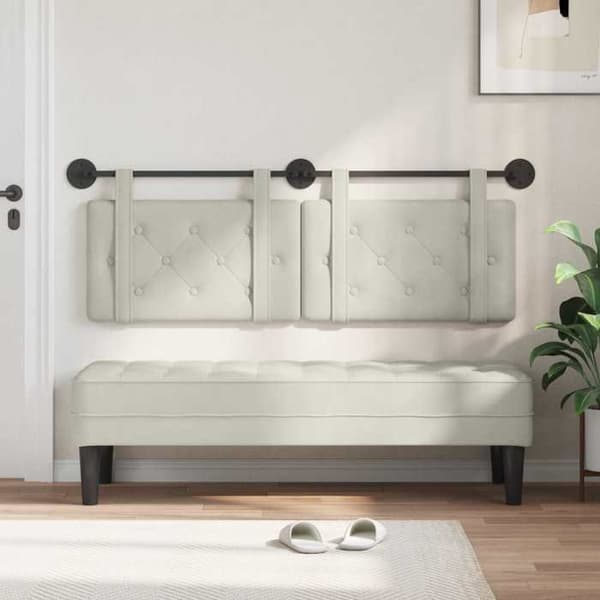 vidaXL Väggmonterad Sänggavel Creme Sammet 42031672