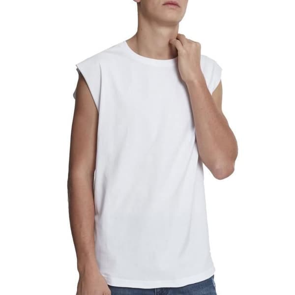 Ärmlös topp - URBAN CLASSICS - ÖPPEN KANT - Vit - Slim - Rundad hals