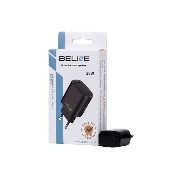 Väggladdare - BELINE - BLNCB20 - USB-C 20W - Power Delivery 3.0 - Kompakt svart