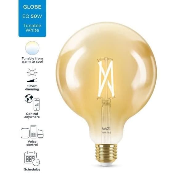 WiZ Connected glödlampa Globe 120 vintage Vit variabel E27 50W