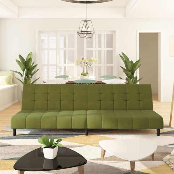vidaXL 2-sits soffa med sängfunktion i ljusgrön sammet 375766