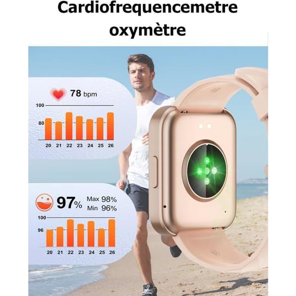 Smartklocka - DAKOFIED - Smartwatch 1,85" - Bluetooth-samtal - IP68 - Cardio SpO2