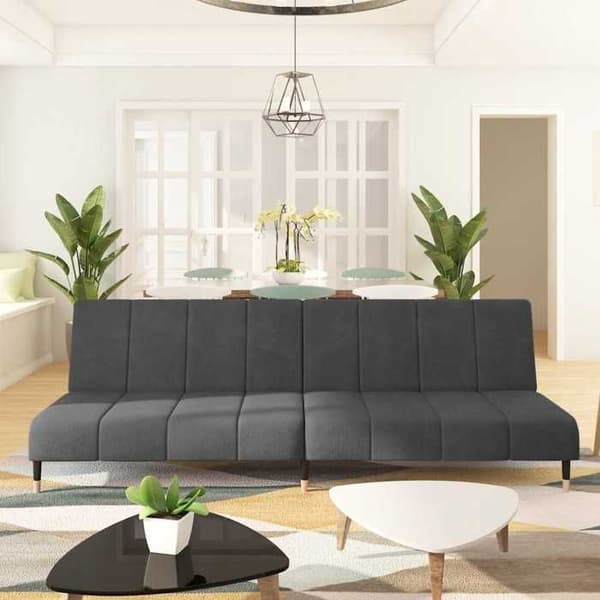 vidaXL 2-sits bäddsoffa mörkgrå sammet 375875