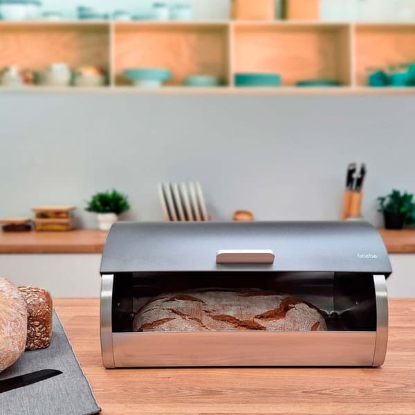 Set Brödbox + 3 Kökboxar, Förvaring, Rostfritt Stål Briebe BB1161 Grå/Inox