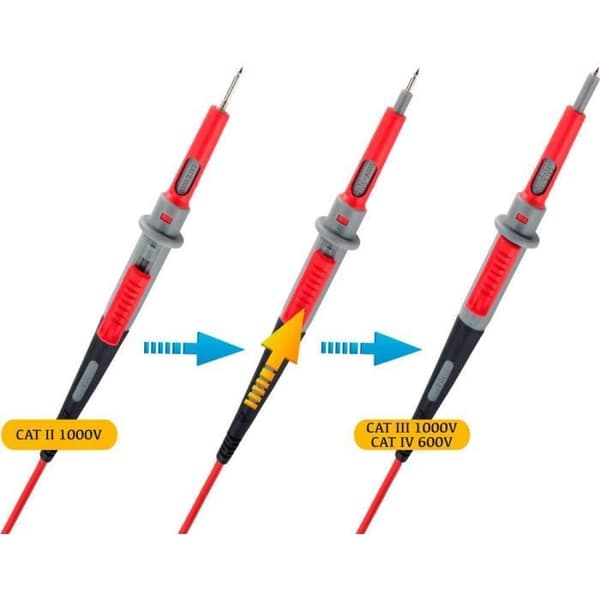 VOLTCRAFT MS-4PS-E Säkerhetsmåttledning 4 mm säkerhetskontakt testspets 1,00 m svart, röd 1 st.